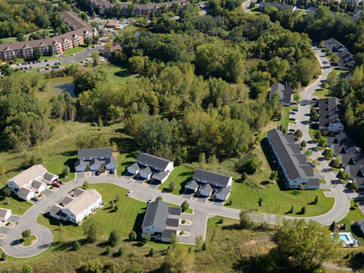 aerial view of some townhomes